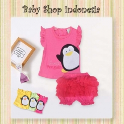 large Setelan Bayi Tutu Pinguin hotpink